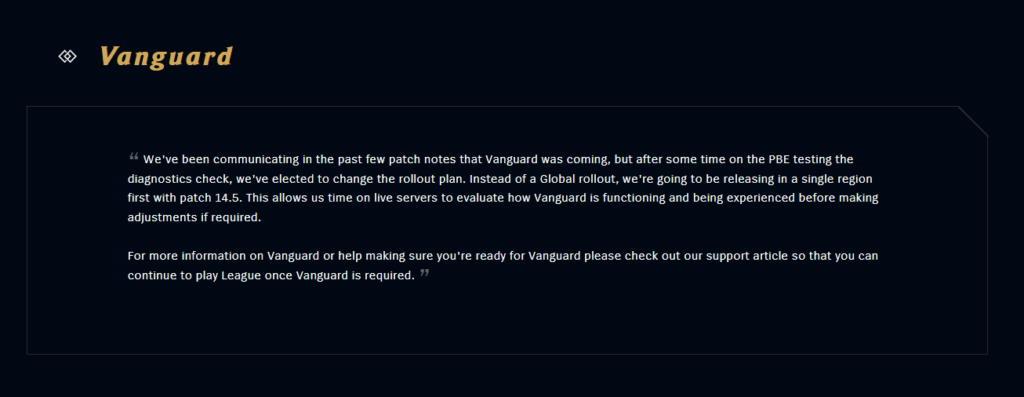 League of Legends delays Riot Vanguard rollout in all but one region 1