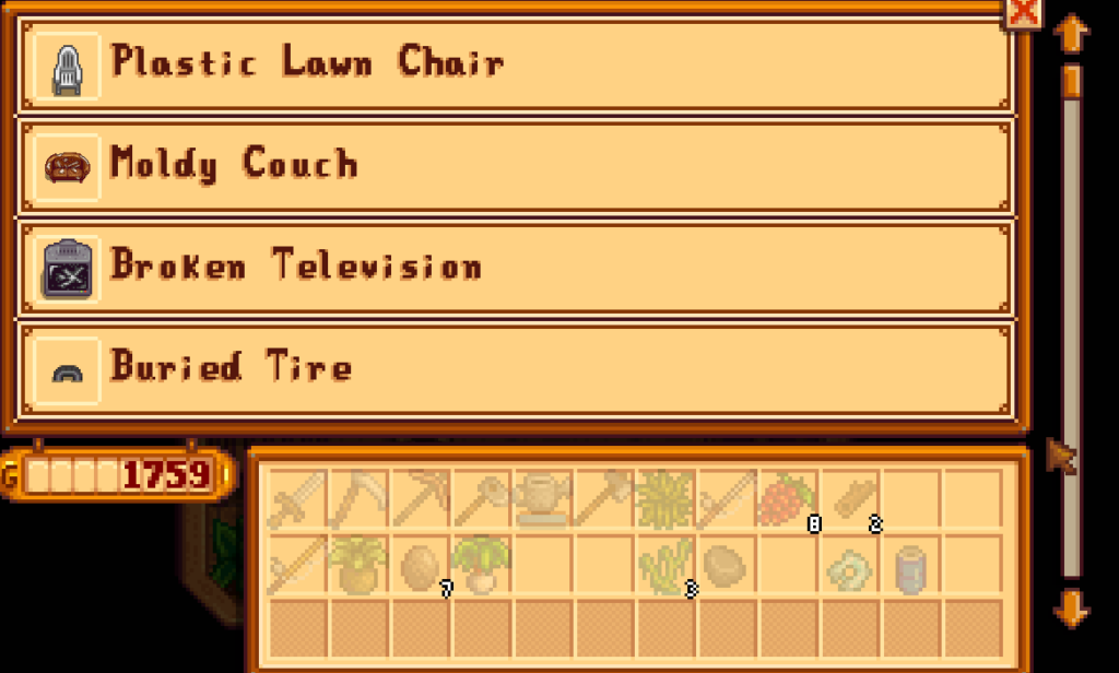 Stardew Valley trash catalogue 2